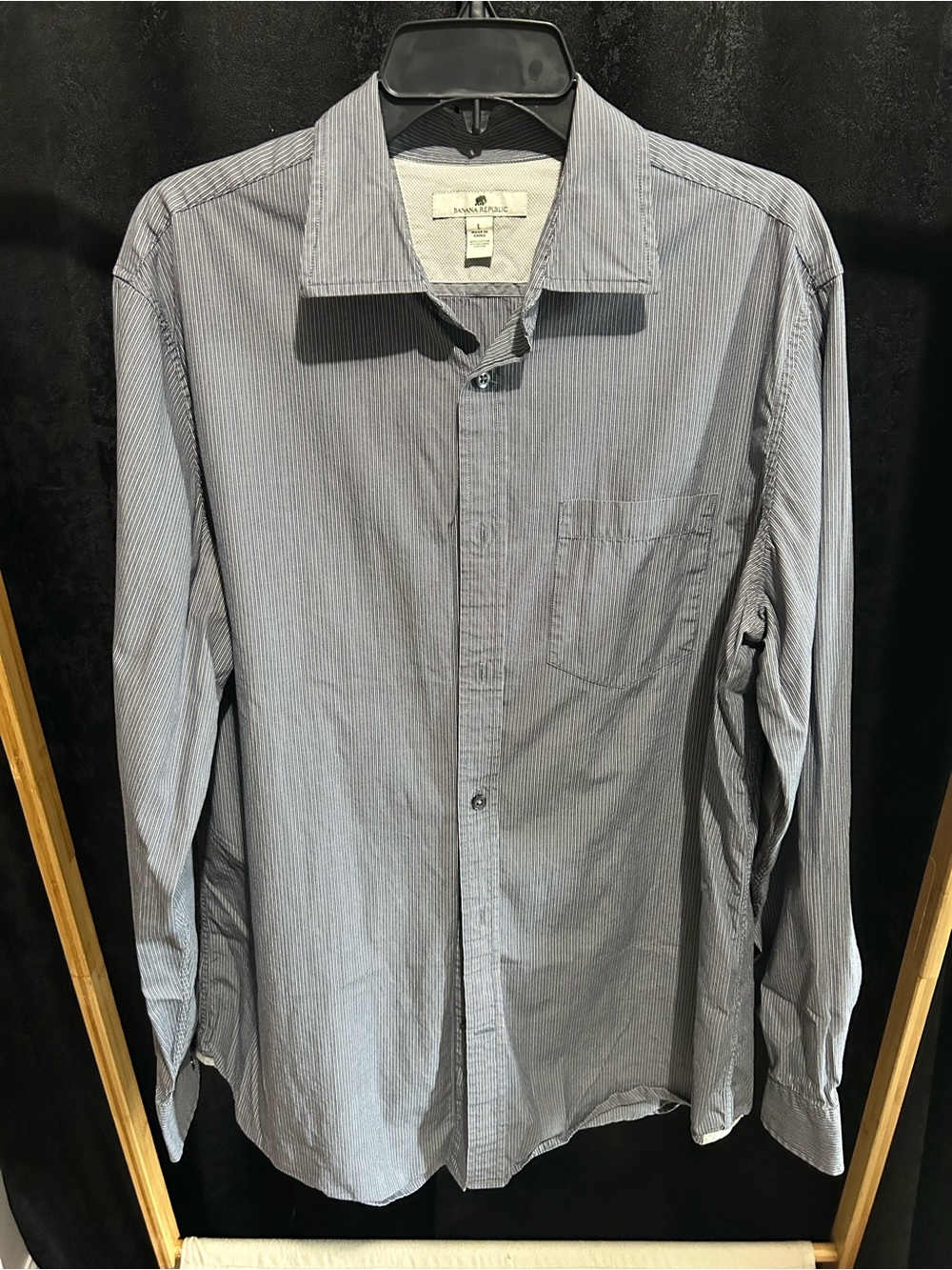 Banana Republic Men's Pinstripe Dress Shirt in Blue and White
